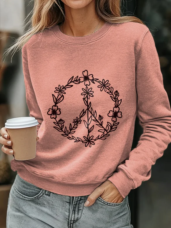 Women's Hippie Flower Art Print Casual Sweatshirt