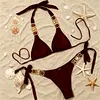 Crystal & Diamond Strappy Bikini Swimsuit Set by Inlyline