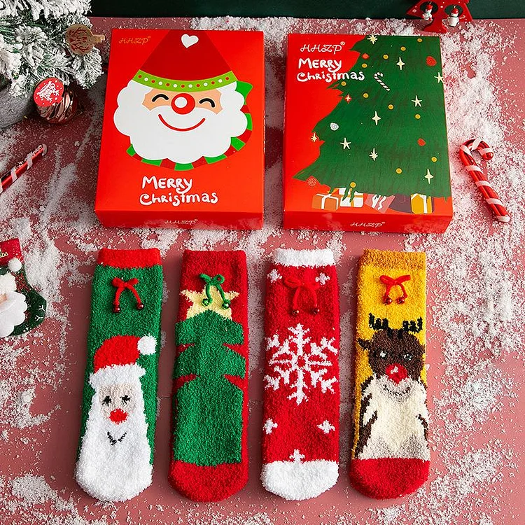Merry Christmas Box Floor Socks