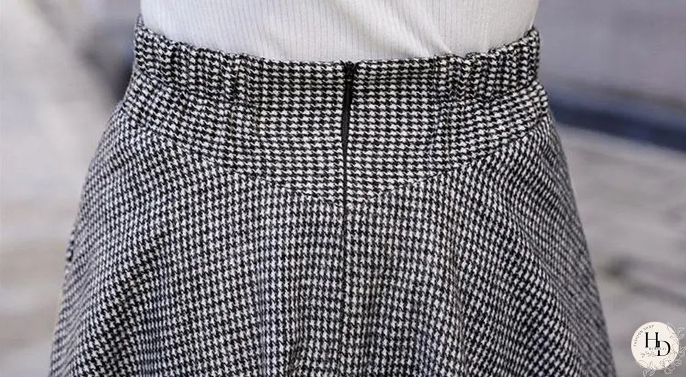 Women Woolen Elegant High Waist Plaid Skirts