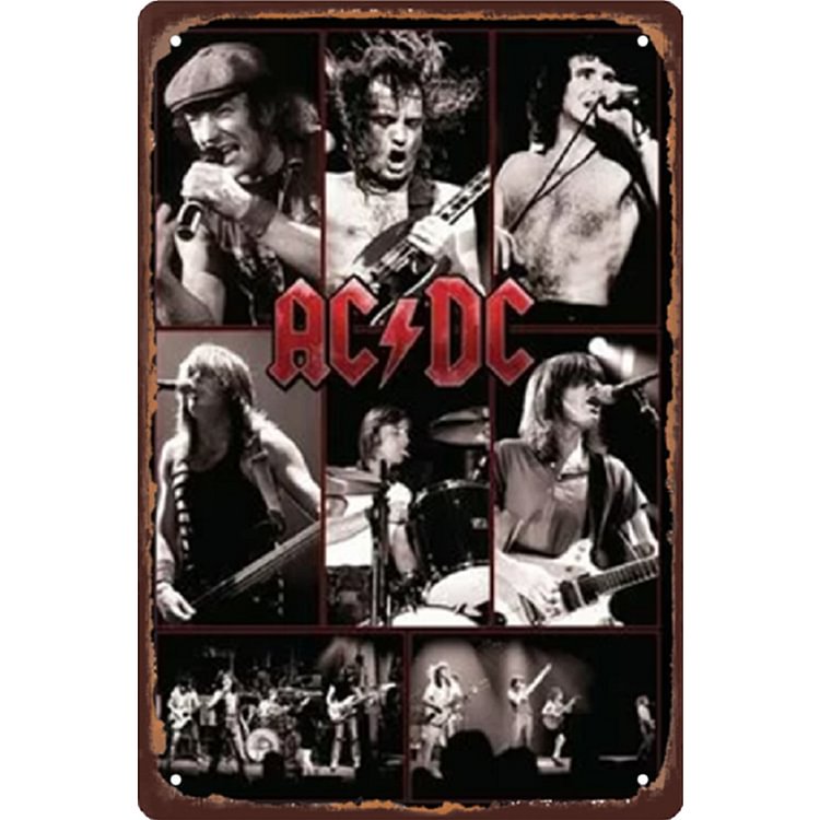 Bande ACDC - Enseigne Vintage Métallique/enseignes en bois - 20*30cm/30*40cm