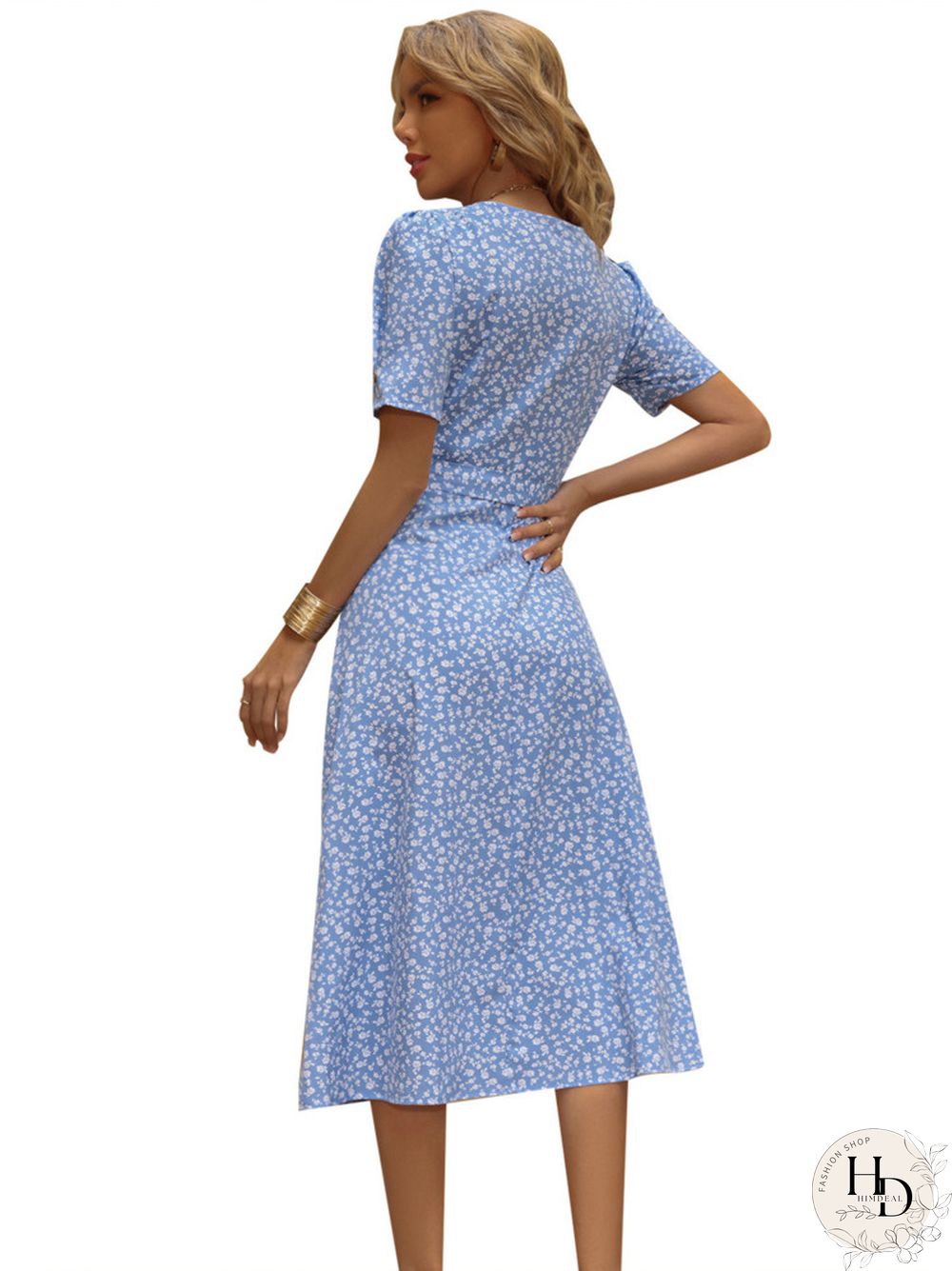 Summer Printed Dress Women Leisure Vacation Lace Up Dress Large Swing Dress Print Knotted Dress Spring New