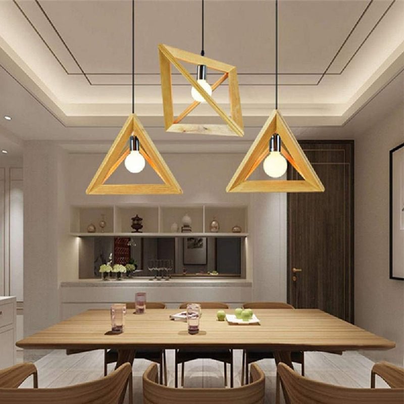 Wooden Decoration Pendant Light Nordic Triangle Lamp For Living Room