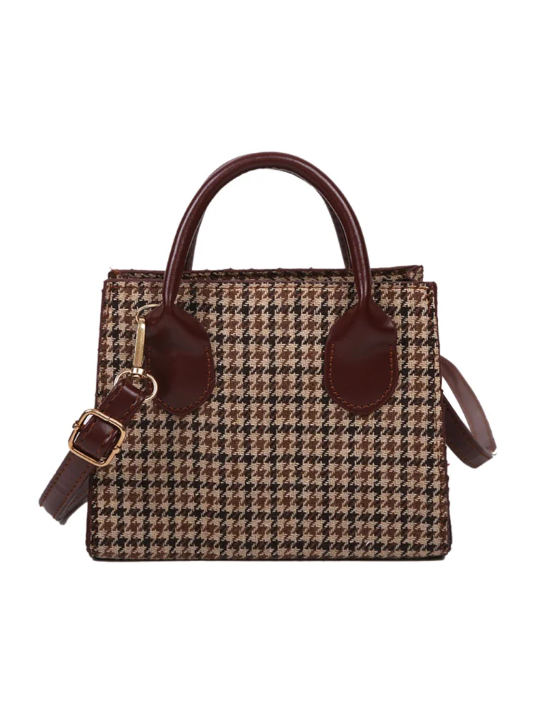 Retro PU Shoulder Clutch Women Top-handle Small Crossbody Bag (Dark Brown)