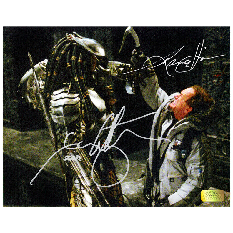 Lance Henriksen Ian Whyte Autographed AVP Scar vs Weyland 8x10 Photo Poster painting