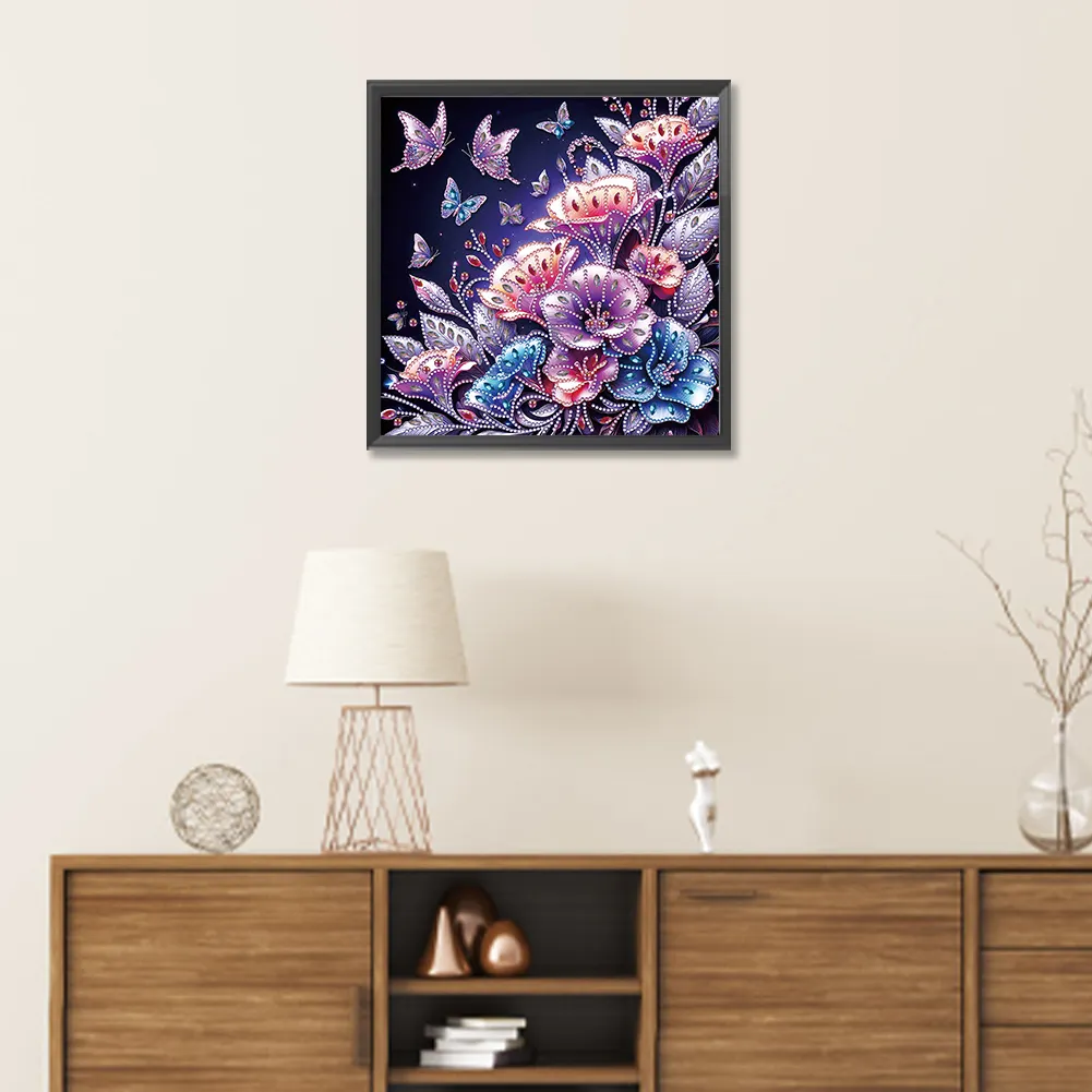 Diamond Painting - Partial Special Shaped Drill - Rose Butterfly(Canvas|30*30cm)