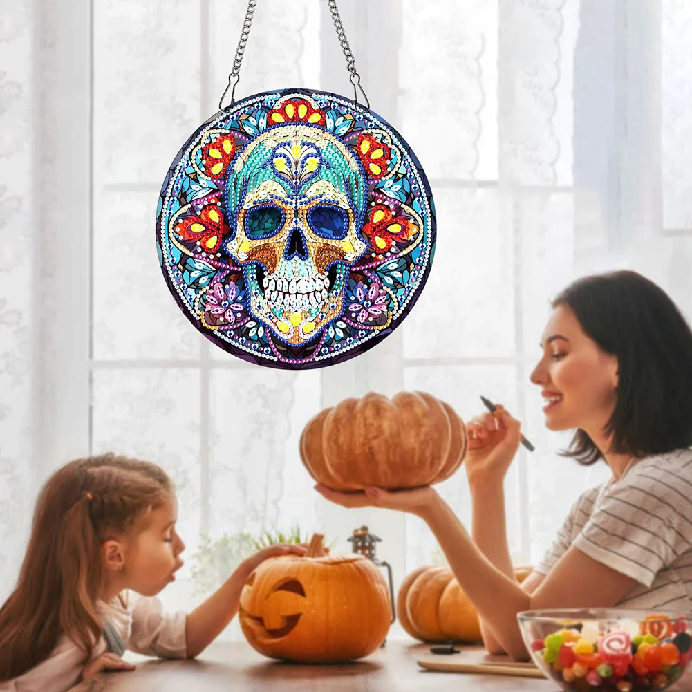 DIY Halloween Skull Acrylic Single Side Special Shaped Diamond Art Painting Garland Kit