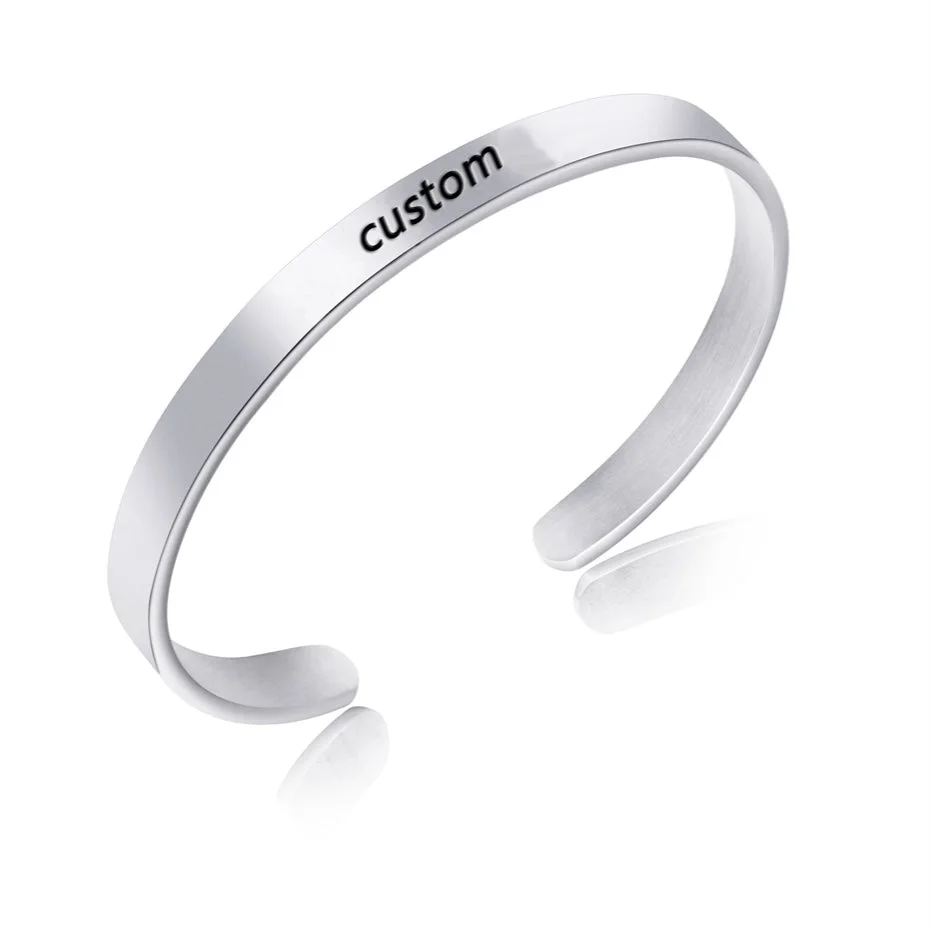 Personalized Engraved stainless steel Adjustable Bracelet & Ring 