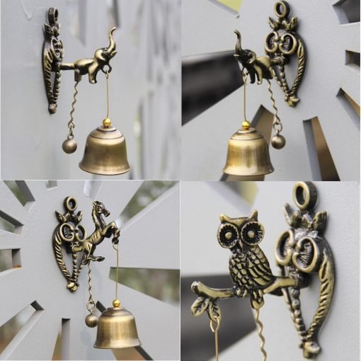 Vintage Metal Bell Door Shopkeeper Good Luck Knocker Windchime Wall Hanging Ornament