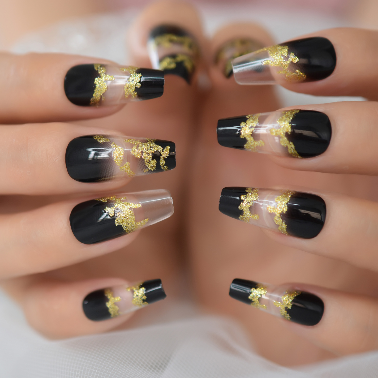 Elinlin Elegant Coffin Nails – Long Milky White Press On Nails for a Chic Look  