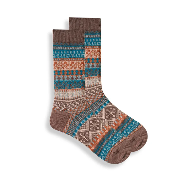 Comstylish Men's Retro Autumn And Winter Ethnic Style Tube Socks