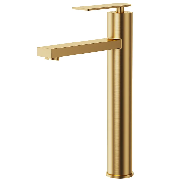 EVERSTEIN Elegant Bathroom Vessel Sink Faucet in Brushed Gold, 12" H