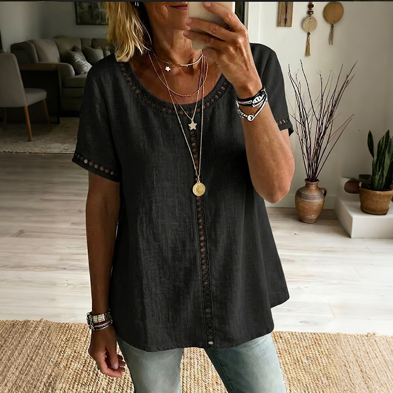 Women's Vintage Hollow-out Design Cotton Linen Shirt wearshes