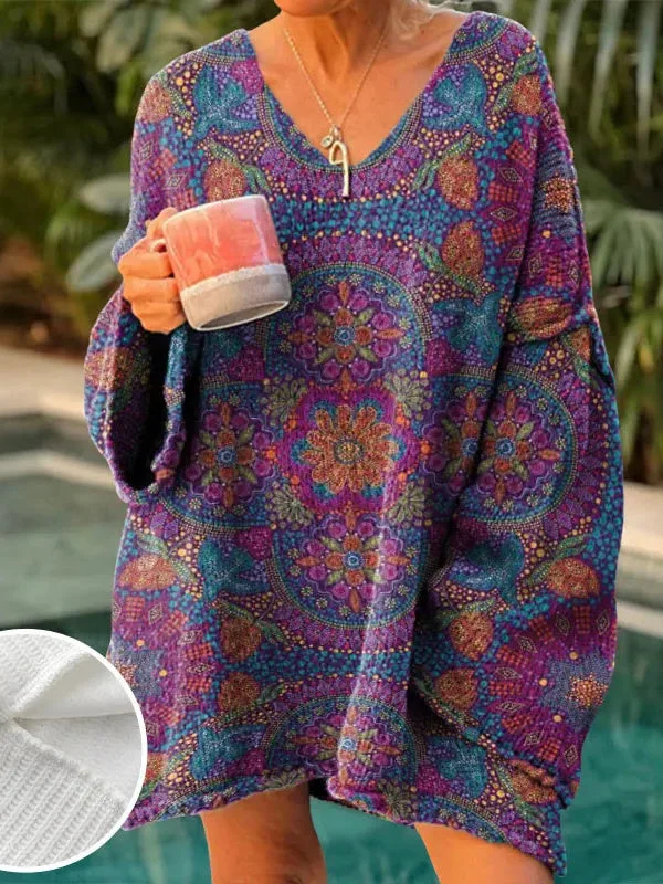 Women's Long Sleeve V-neck Graphic Printed Tops