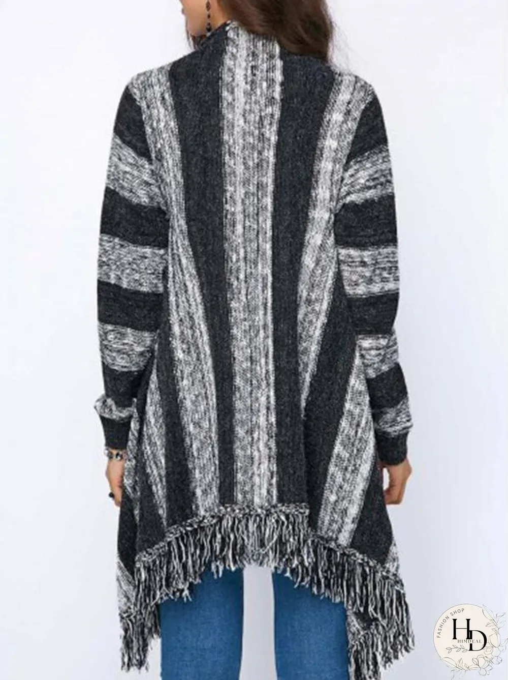 Fashion Knitting Tassels Striped Sweater