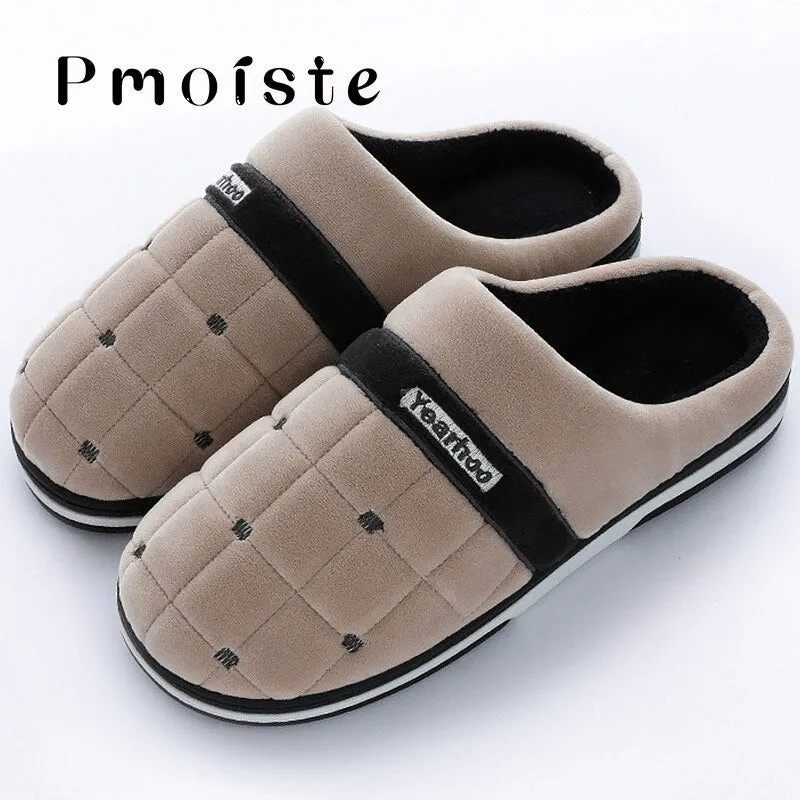 Fashion Gingham Slippers Women Large Size 43-47 Suede Soft Winter Slippers for home TPR Mixed Colors Men Indoor Shoes