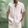 Gioiacombo&trade; Camicia da uomo manica corta in cotone e lino estate 2023