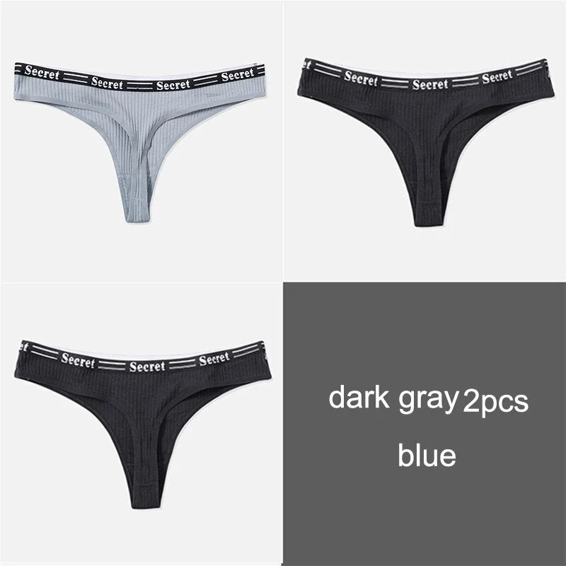 3PCS/Set Women Cotton Panties Thong Underwear G-String Underpants Sexy Briefs Lingerie Female Letter Embroidery Low Waist Pantys