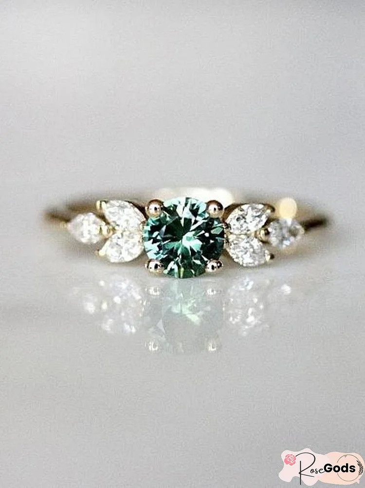 Emerald Zircon Diamond Ring Wedding Engagement Ring