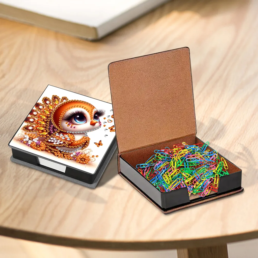 PU Bird Diamond Painting Notecard Box with Papers for DIY Art Craft
