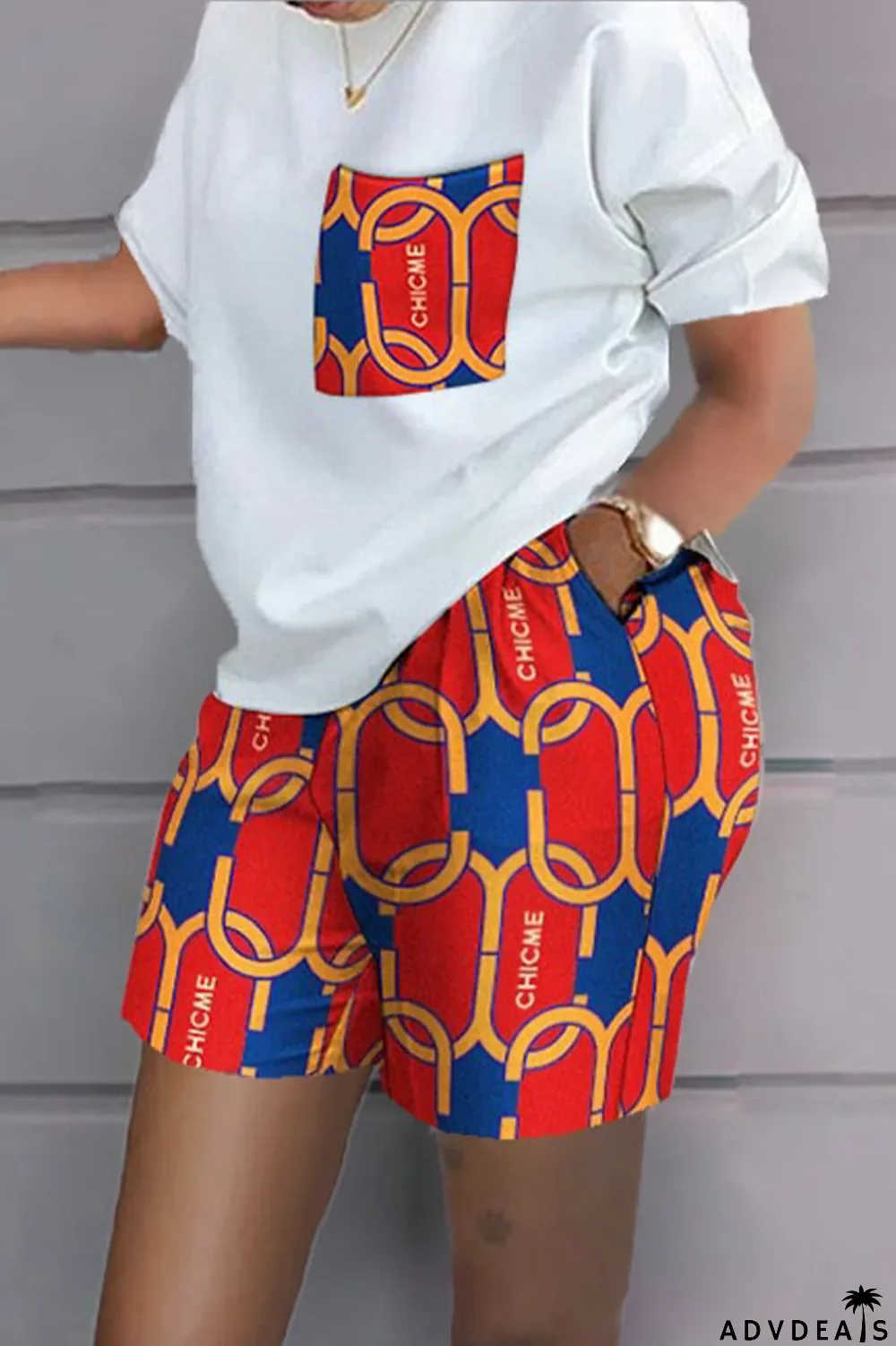 Leopard Print Casual Print Patchwork O Neck Short Sleeve Two Pieces