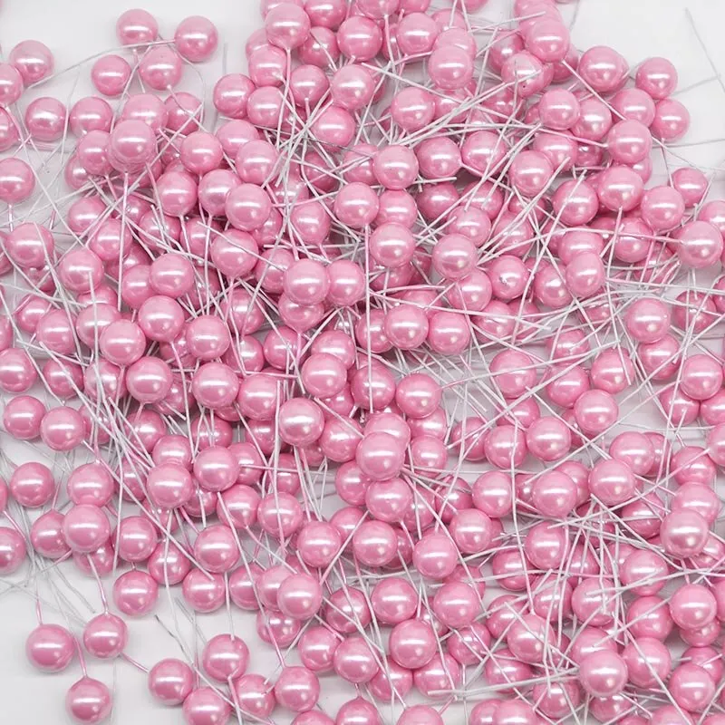 50pcs Colorful Pearl Stamens Artificial Flower small berries cherry For DIY Wedding Christmas Cake Box Pearl Wreaths Decoration