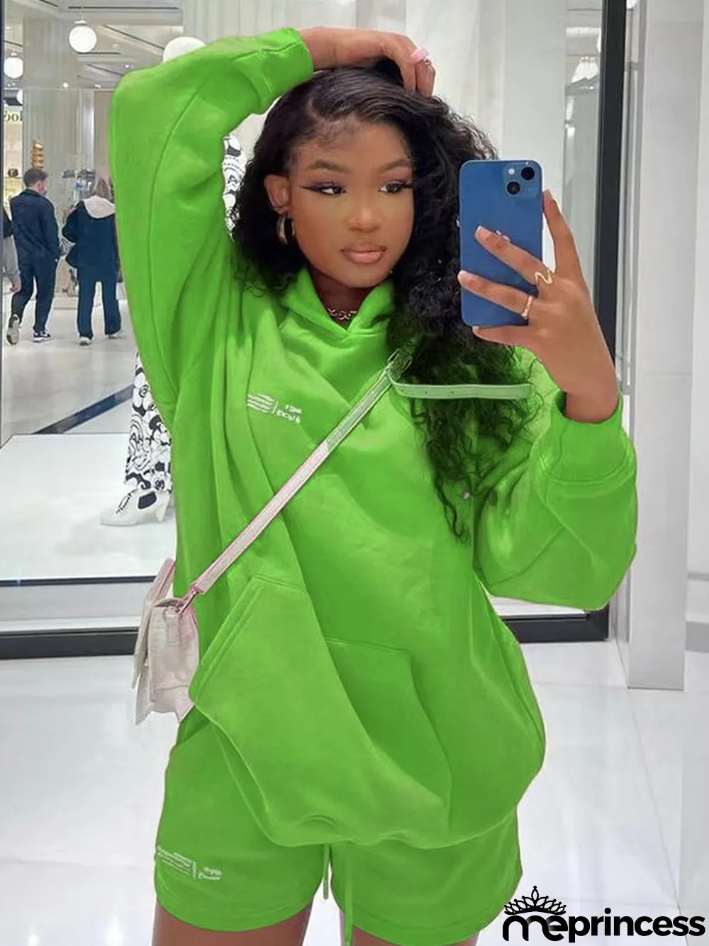 Women'S Fall Hoodies Shorts Set Fashion Sports Logo Long Sleeve Pullover Hooded Hoodies Two Piece Set
