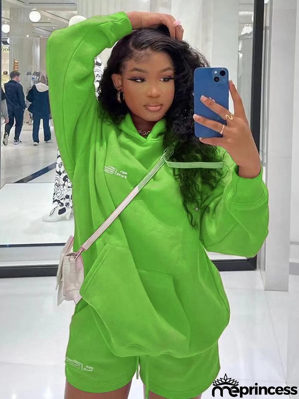 Women'S Fall Hoodies Shorts Set Fashion Sports Logo Long Sleeve Pullover Hooded Hoodies Two Piece Set