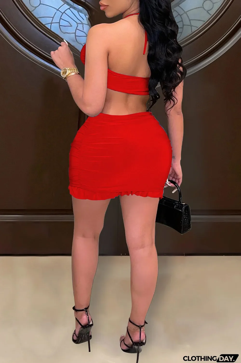 White Fashion Sexy Solid Bandage Backless Strapless Sleeveless Two Pieces