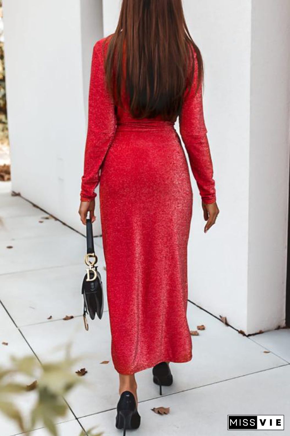 Sexy Solid Split Joint V Neck Irregular Dress Dresses(3 Colors)