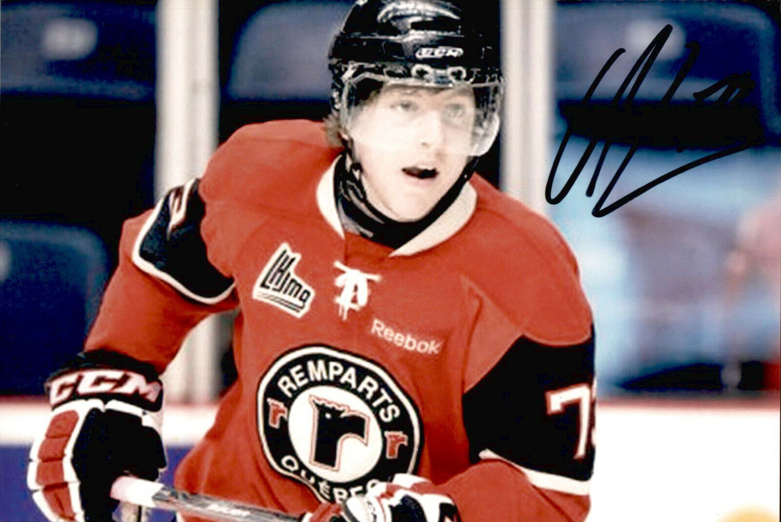 Adam Erne SIGNED auto 4x6 Photo Poster painting QUEBEC REMPARTS / TAMPA BAY LIGHTNING