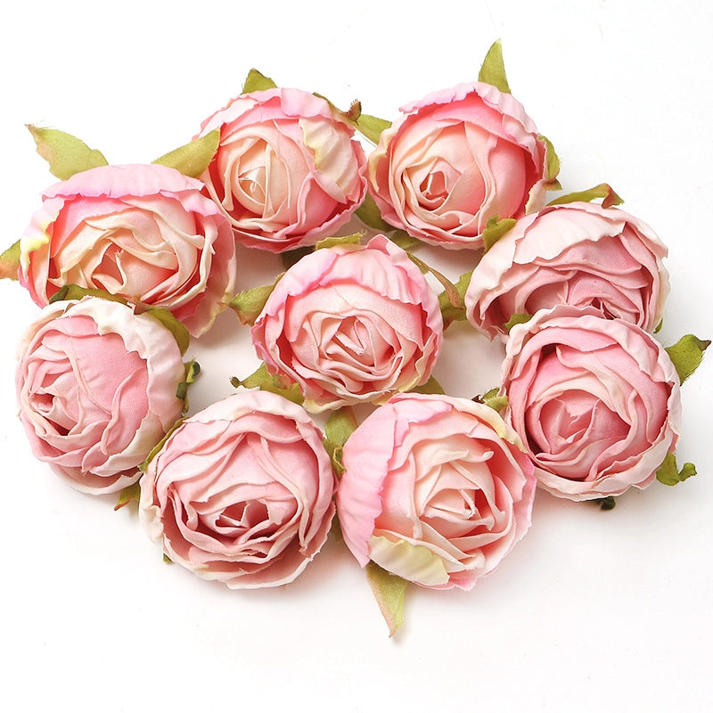 10 Pieces Pink Artificial Flower Wedding Shooting Props Handmade Diy Hair Accessories Decoration Flower Box Material