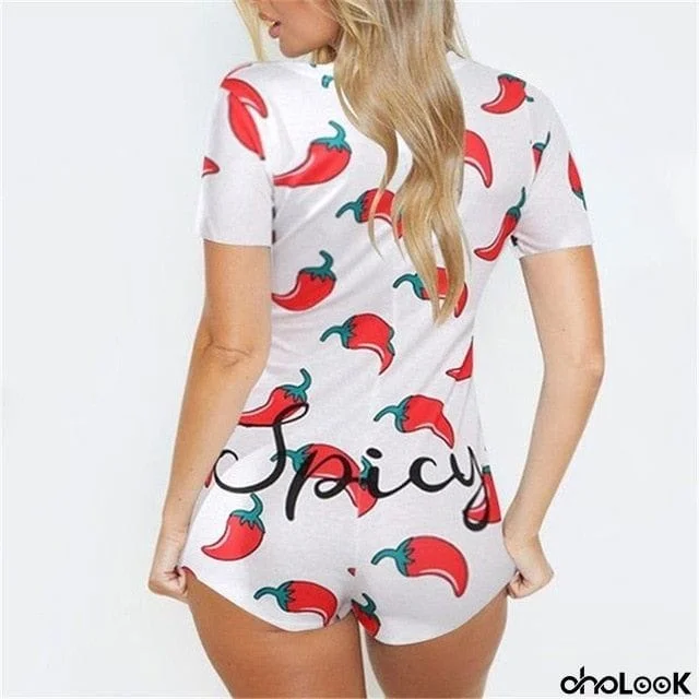 Sexy Women Deep V-neck Bodycon Sleepwear Jumpsuit