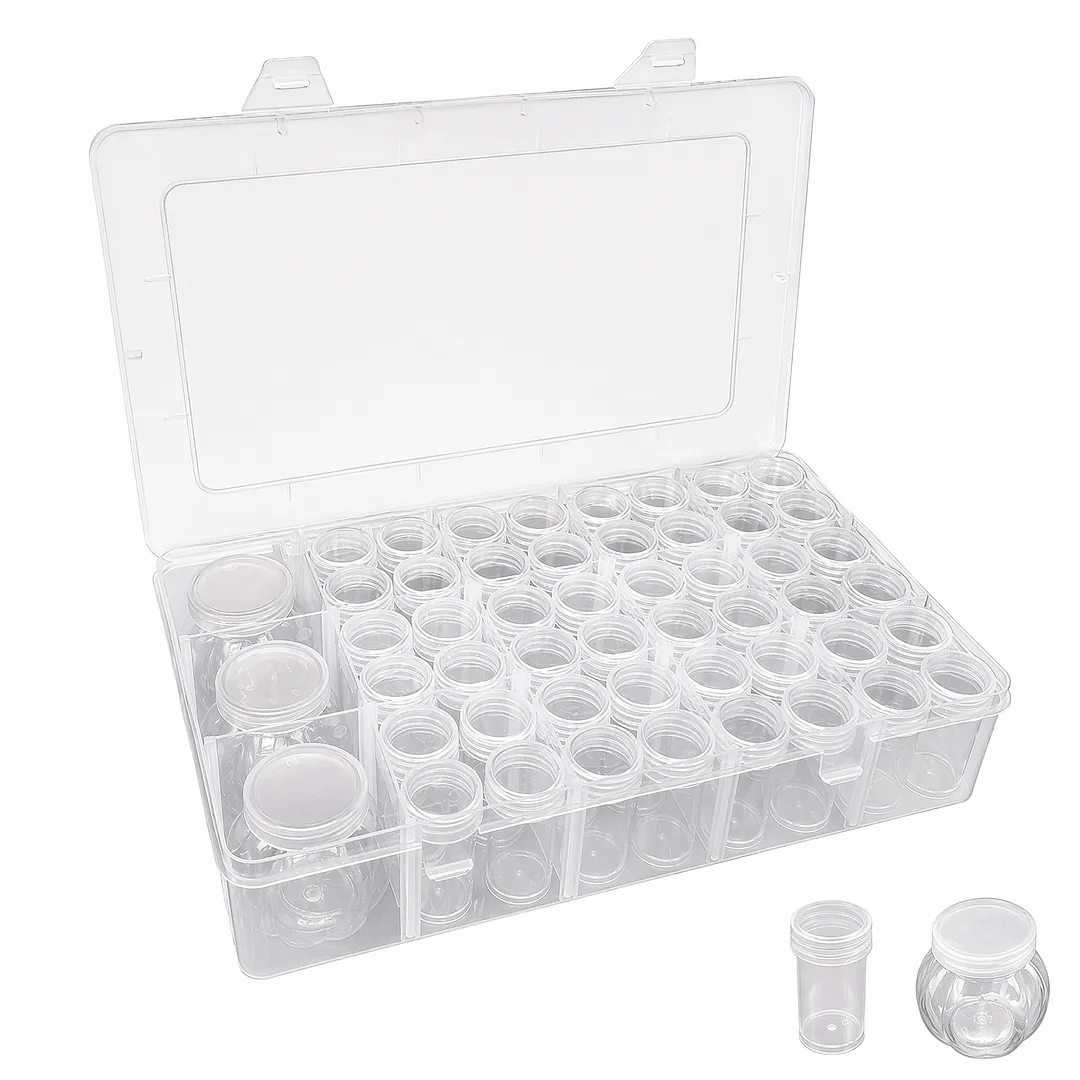 Diamond Painting Containers Multi Purpose Portable Plastic Case Box with Stickers & Compartments Arts Crafts Storage Bottle for Hardware Rhinestone