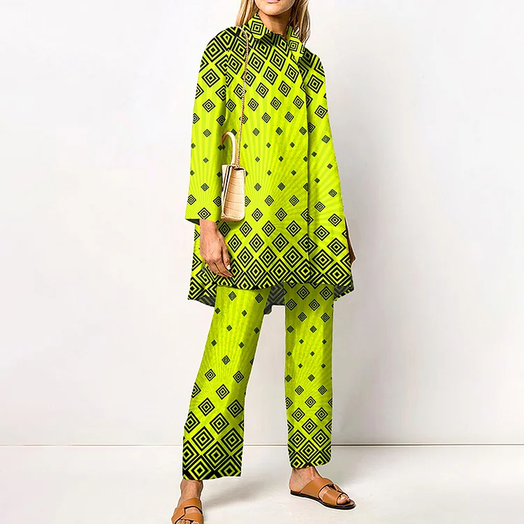 Gradient Gingham Print Two Piece Set