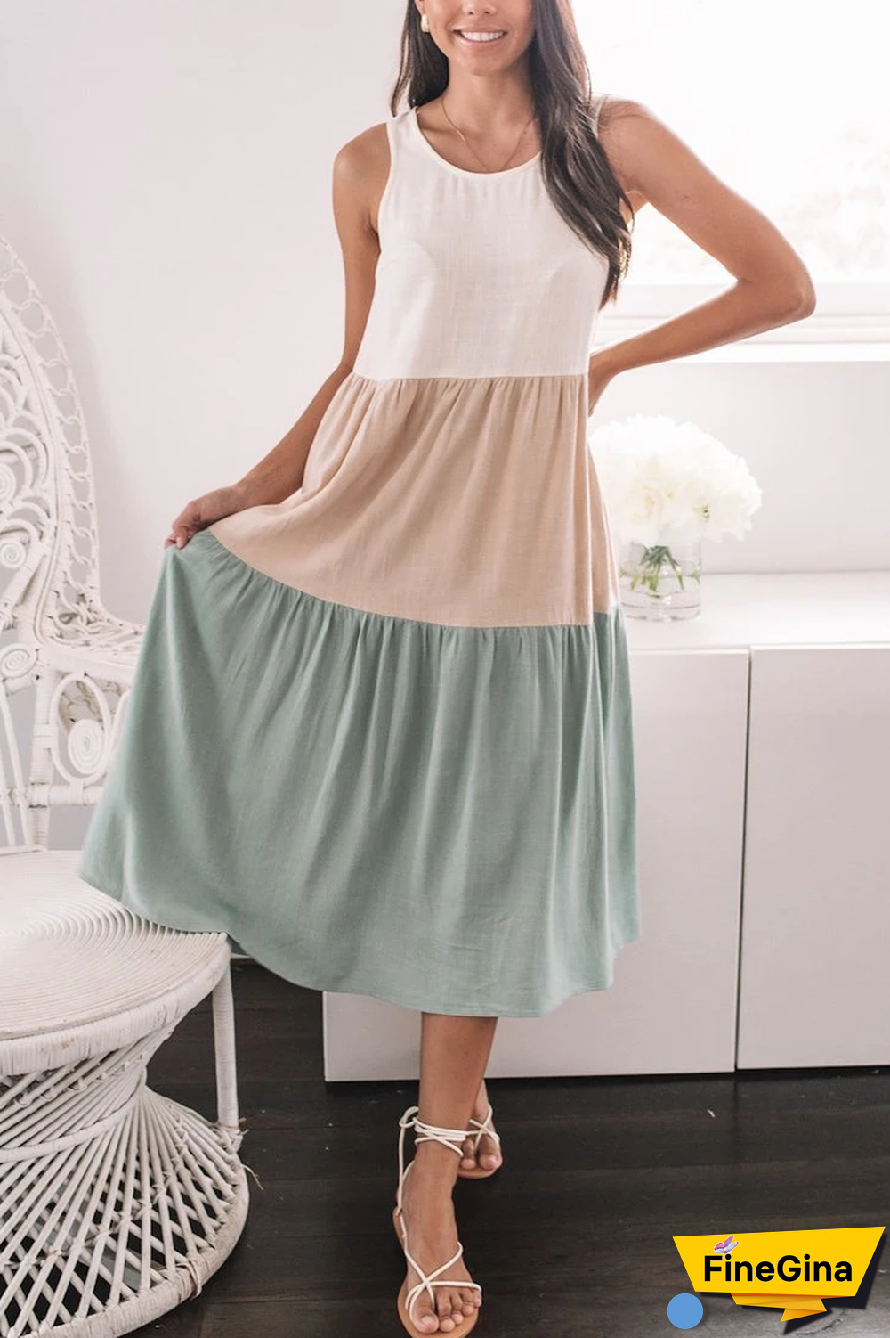 KarliDress Block Print Settle Midi Dress P12430