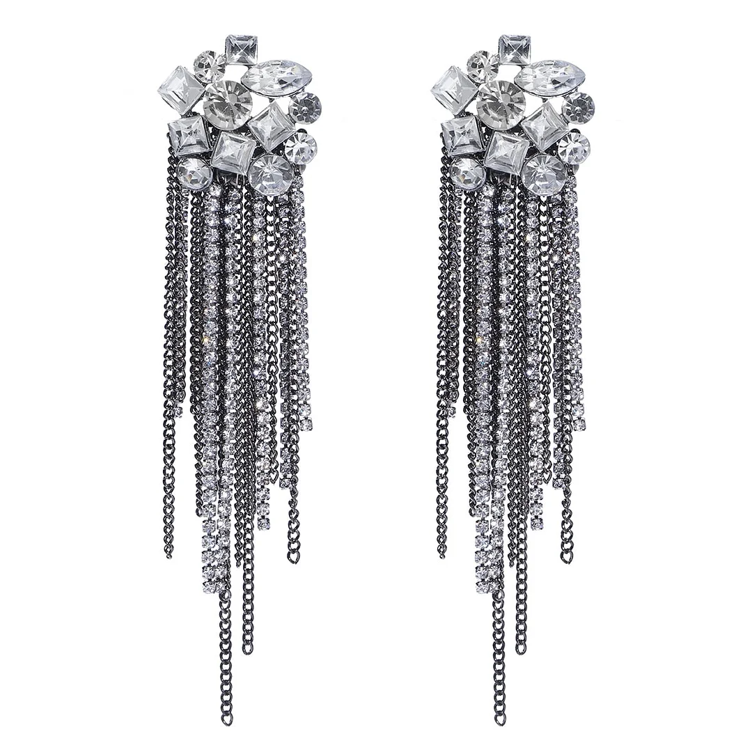 Dvacaman New Shiny Rhinestone Earrings Tassel Drop Earrings For Women Luxury Jewelry Long Dangle Earrings 2022 Party Accessories