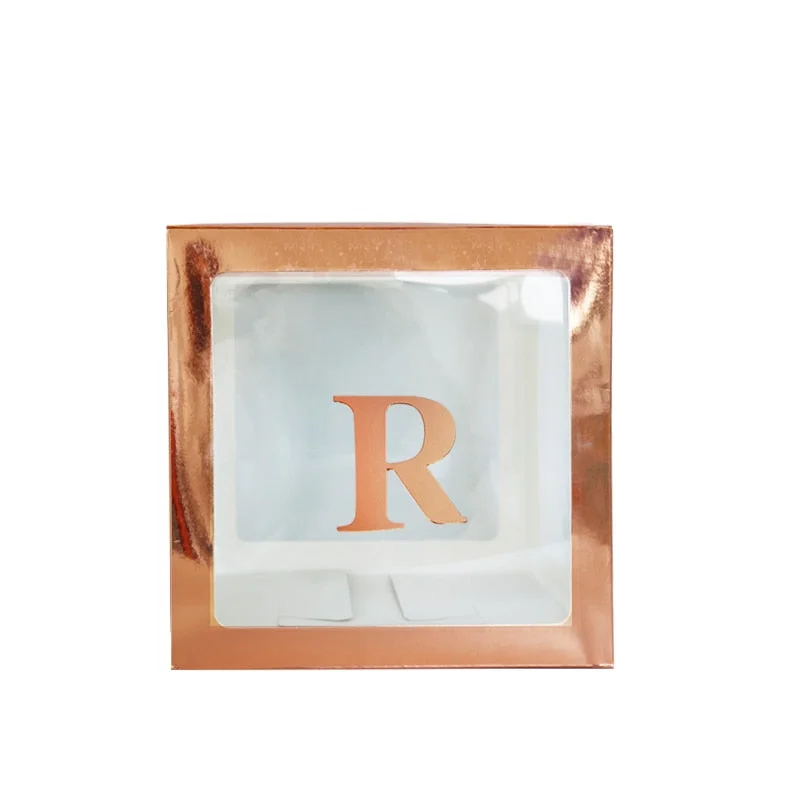 Rose Gold Transparent Letter A-Z Box Custom Baby Name Balloon Baby Shower Box Girl First 1st Birthday Party Decor Kids Babyshowe