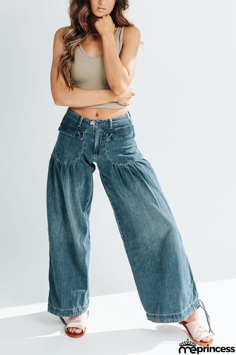 Pockets Drawstring Balloon Jeans