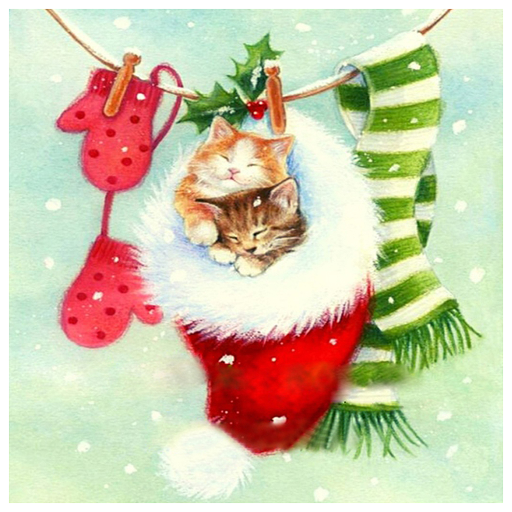 

Stocking Cat - Round Drill Diamond Painting - 30*30CM, 501 Original