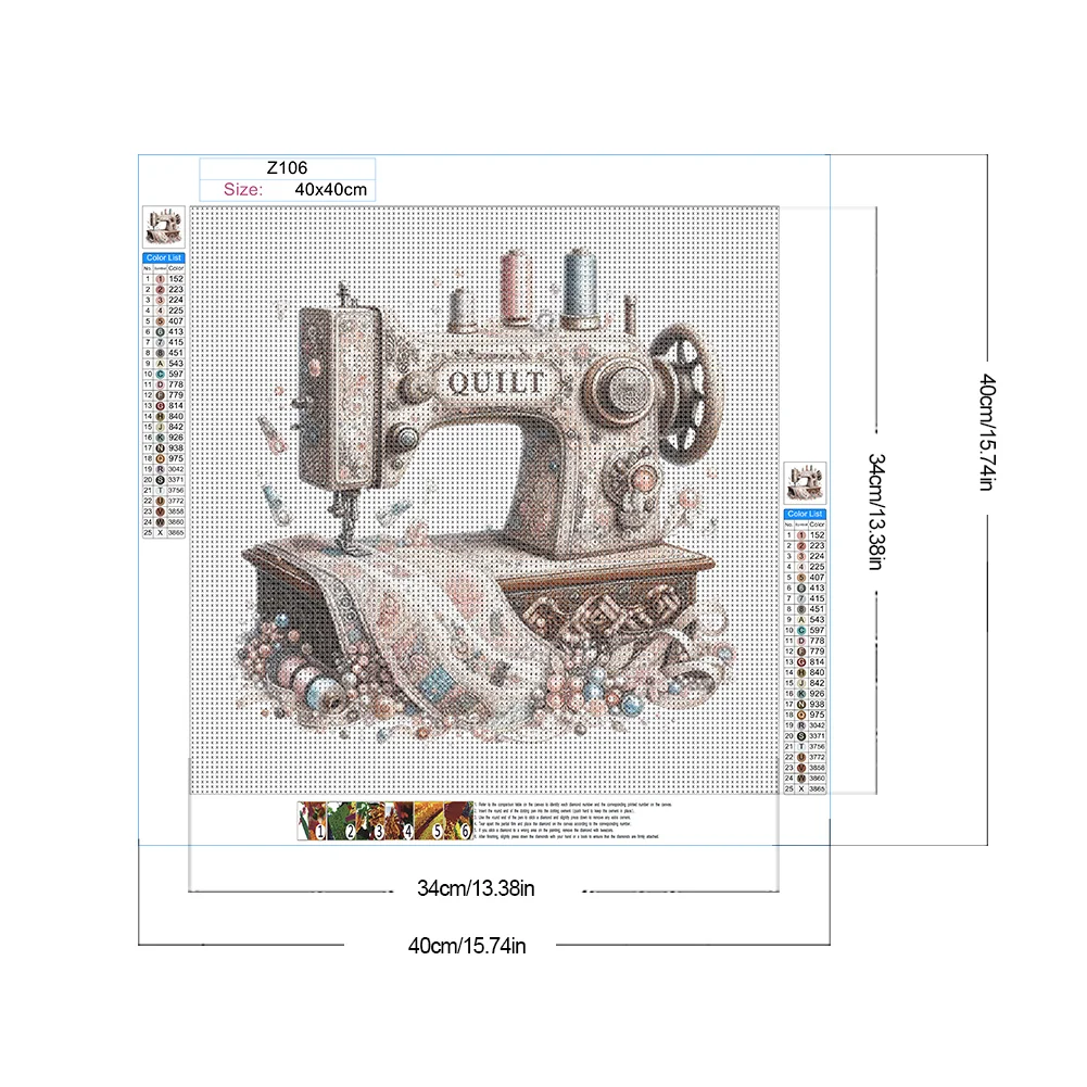 Diamond Painting - Full Round Drill - Sewing Machine(Canvas|40*40cm)