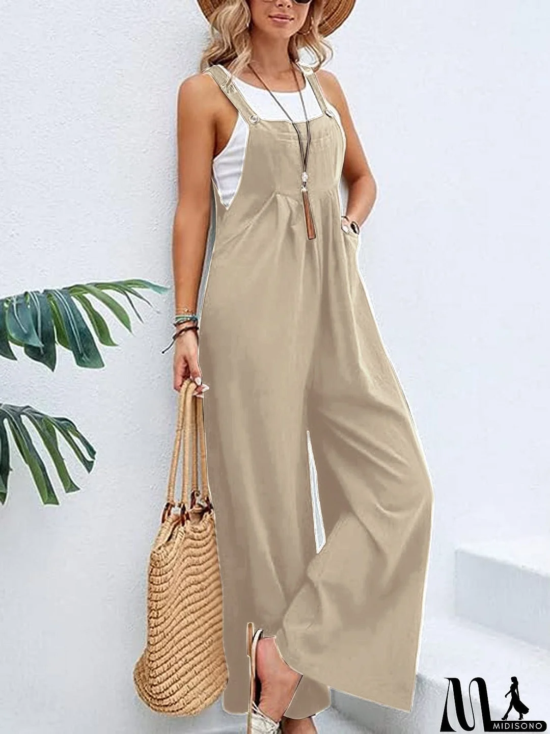 MidiSono - Full Size Wide Leg Overalls with Pockets