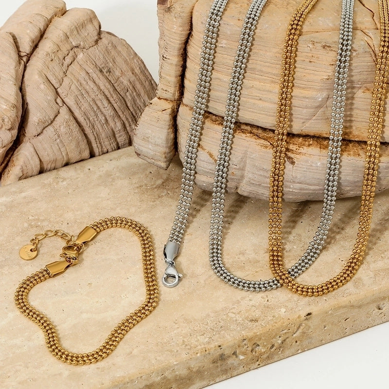 Modern Style Artistic Solid Color 304 Stainless Steel 16K Gold Plated White Gold Plated Plating Bracelets Necklace