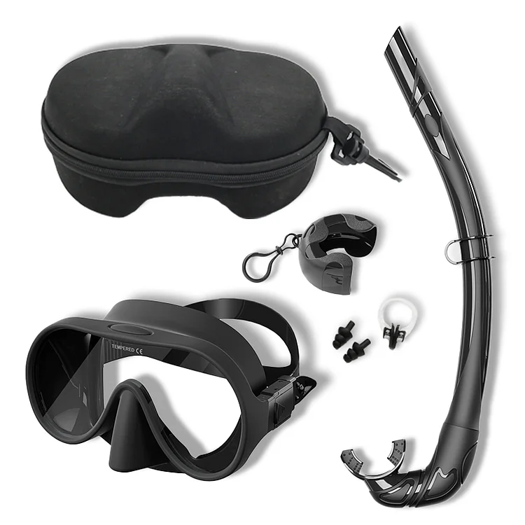 JUNHAIINS NEW Tempered Glass Freediving Mask Snorkeling Set Foldable snorkel Diving Mask All-Inclusive Silicone 프리다이빙 m&aacute;scara