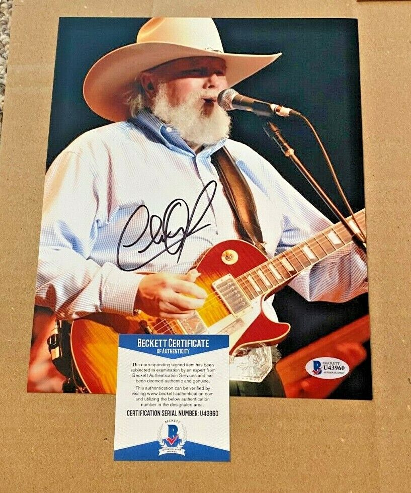 CHARLIE DANIELS SIGNED 8X10 MUSIC Photo Poster painting BECKETT CERTIFIED #2
