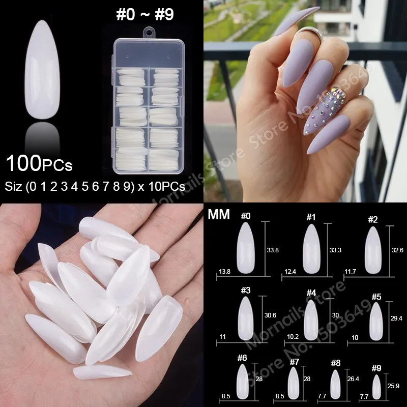 100Pcs/box Nail Tips Short Full Cover Coffin Ballerina False Nails Ballet Shape Acrylic Fake Nails Press On Nails Salon Tools-Nail Inspo