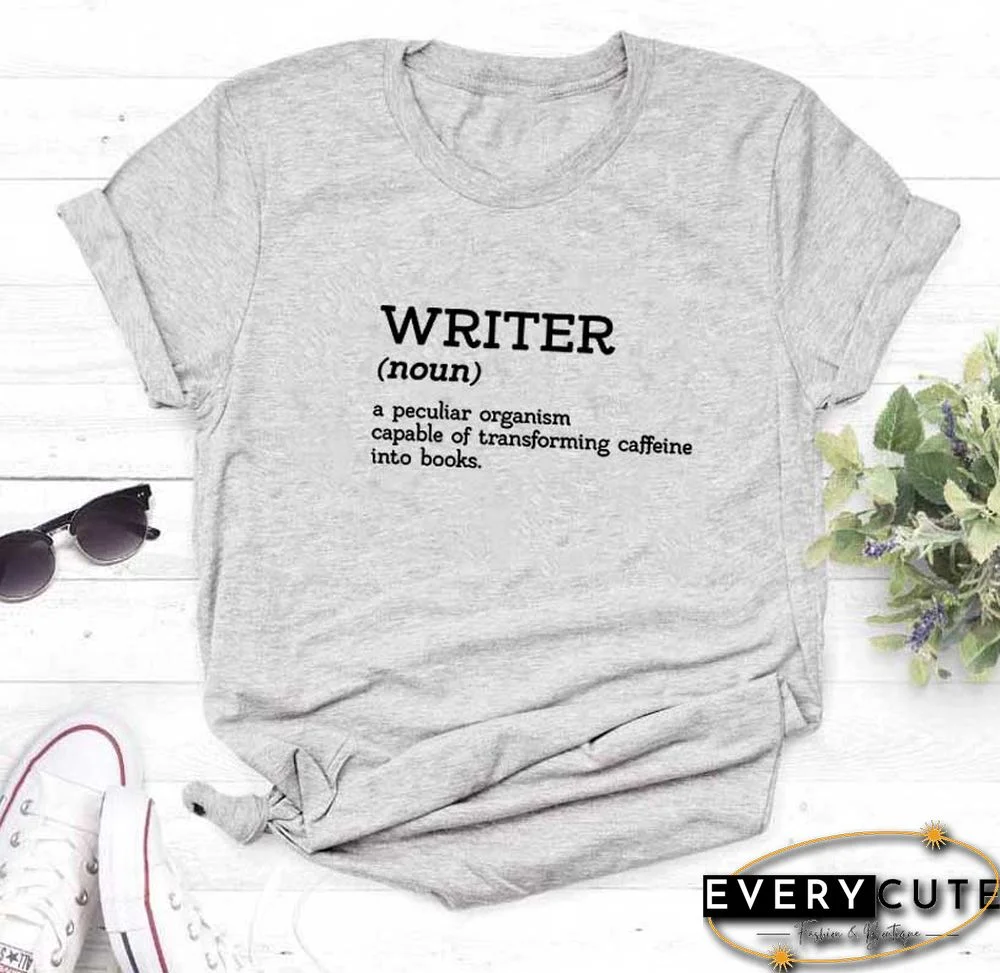 WRITER Printed Short Sleeve T-shirt Women Summer O-neck Cotton T Shirt Women Casual Loose Tee Shirt Femme Black & White