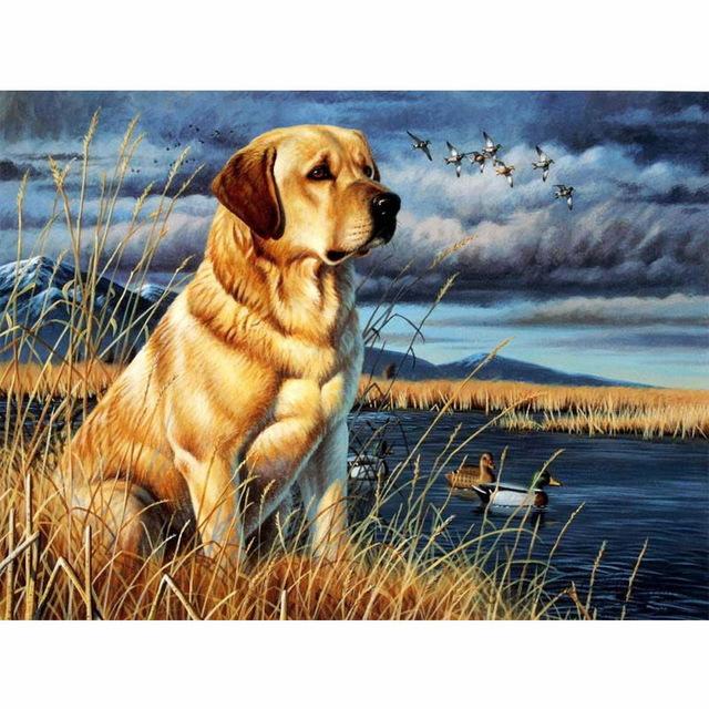 

Dog Next to Lake – Paint By Numbers - 40*50CM, 501 Original