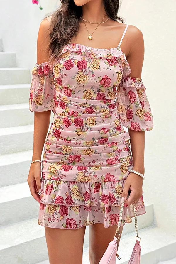 Women's Off-Shoulder Floral Print Dress