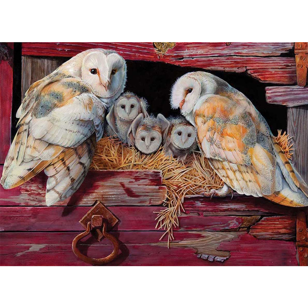 Owl Family 30*40CM(Canvas) Full Square Drill Diamond Painting gbfke
